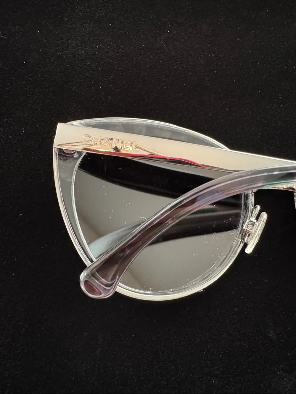 CHANEL Authentic 4208 Silver/Gray Polarized Cat-Eye Sunglasses